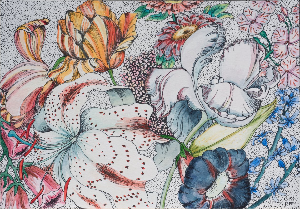 Verwarde bloemen, 1991 door Carolyn Hubbard Ford