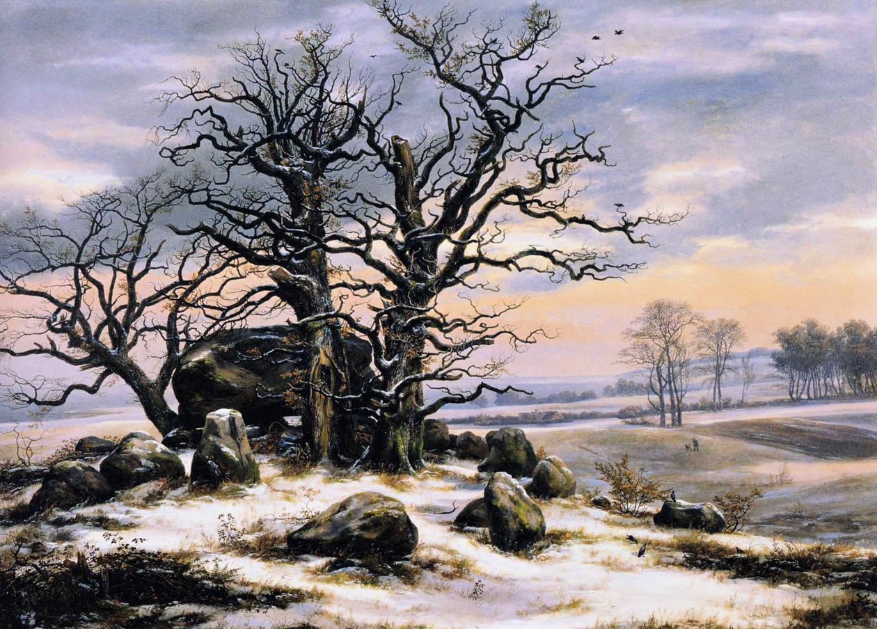 Megalietgraf in de winter door Caspar David Friedrich