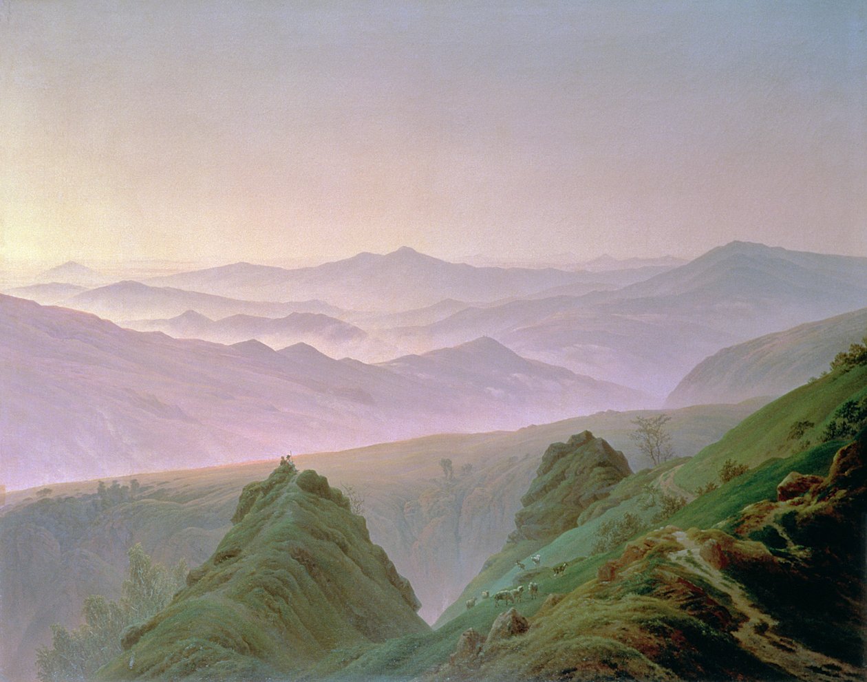 Ochtend in de bergen door Caspar David Friedrich