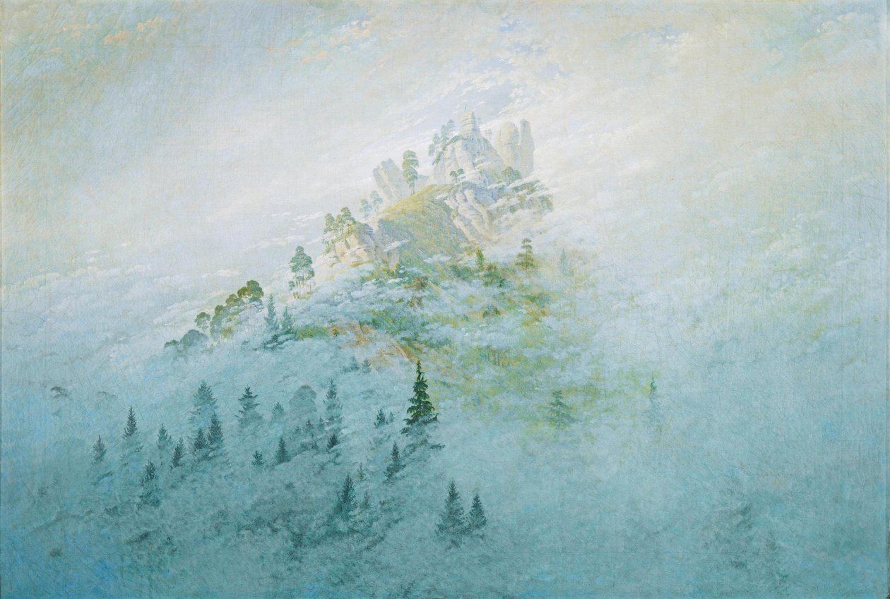 Ochtendmist in de bergen door Caspar David Friedrich