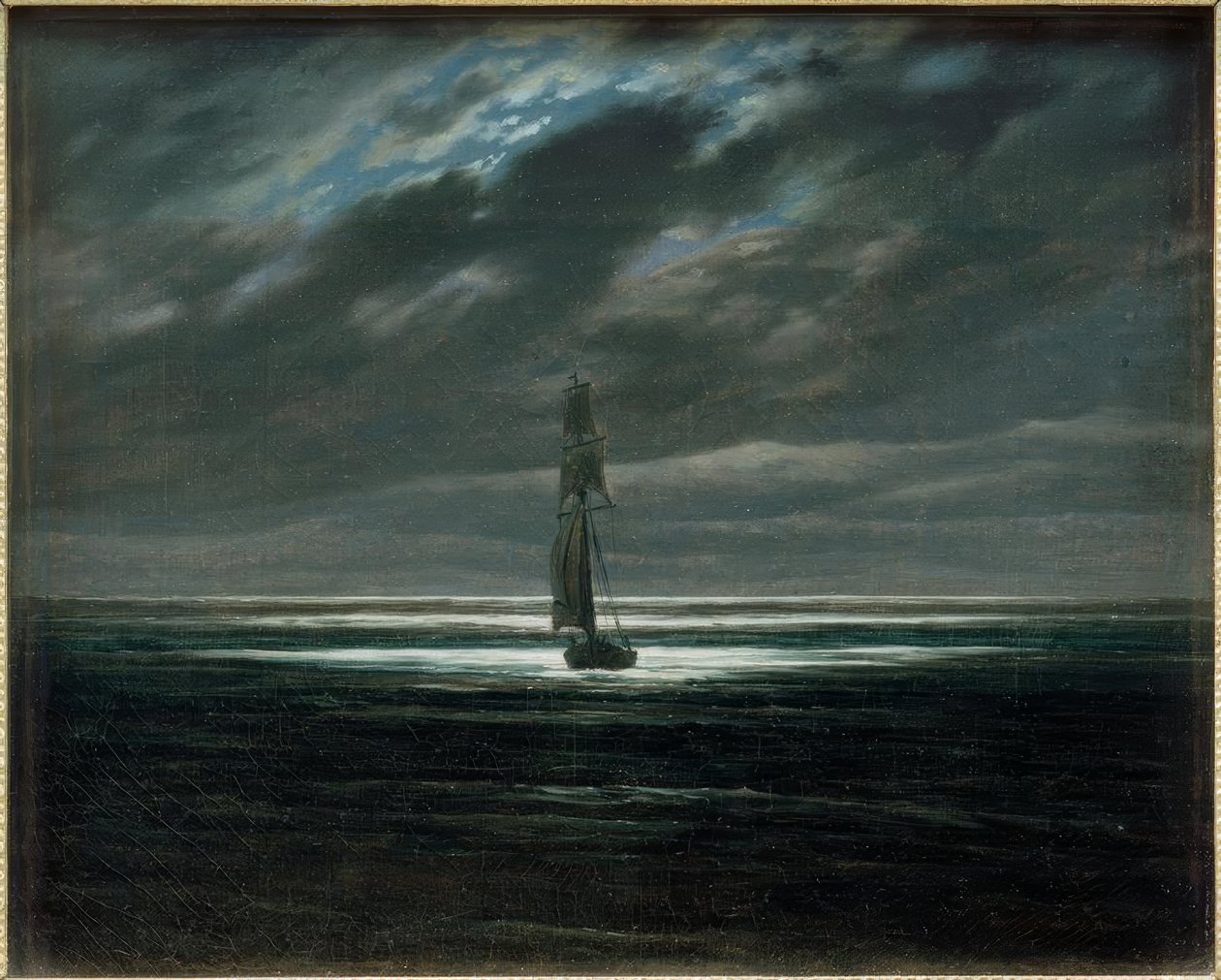 Zeegezicht bij maanlicht op zee door Caspar David Friedrich