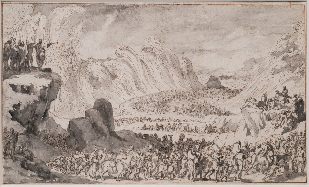 Mozes scheidt de Rode Zee door Caspar Luyken