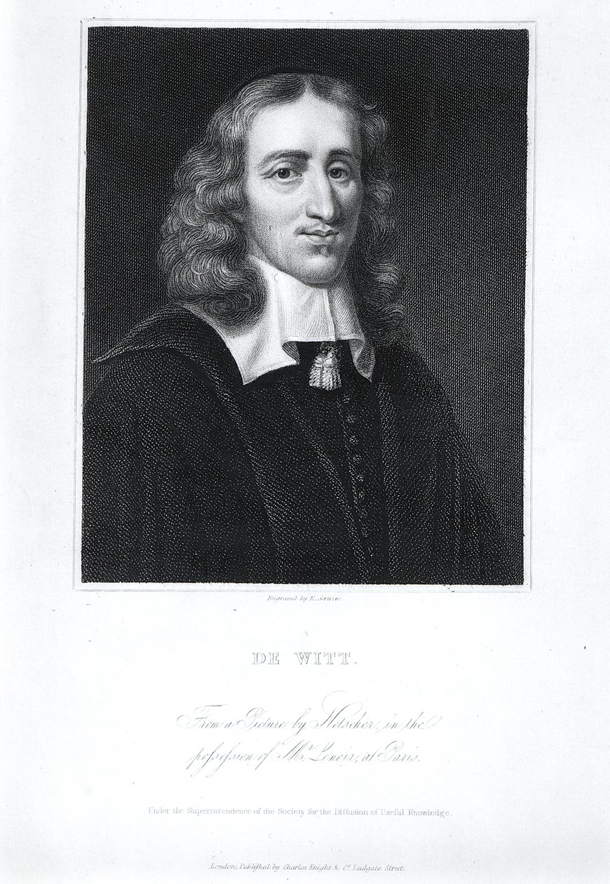 Portret van Johan de Witt (1625-72), gegraveerd door Edward Scriven (1775-1841) door Caspar Netscher