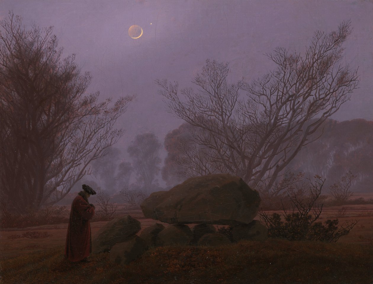 Een wandeling bij schemering, 1830-1835 door Caspar David Friedrich