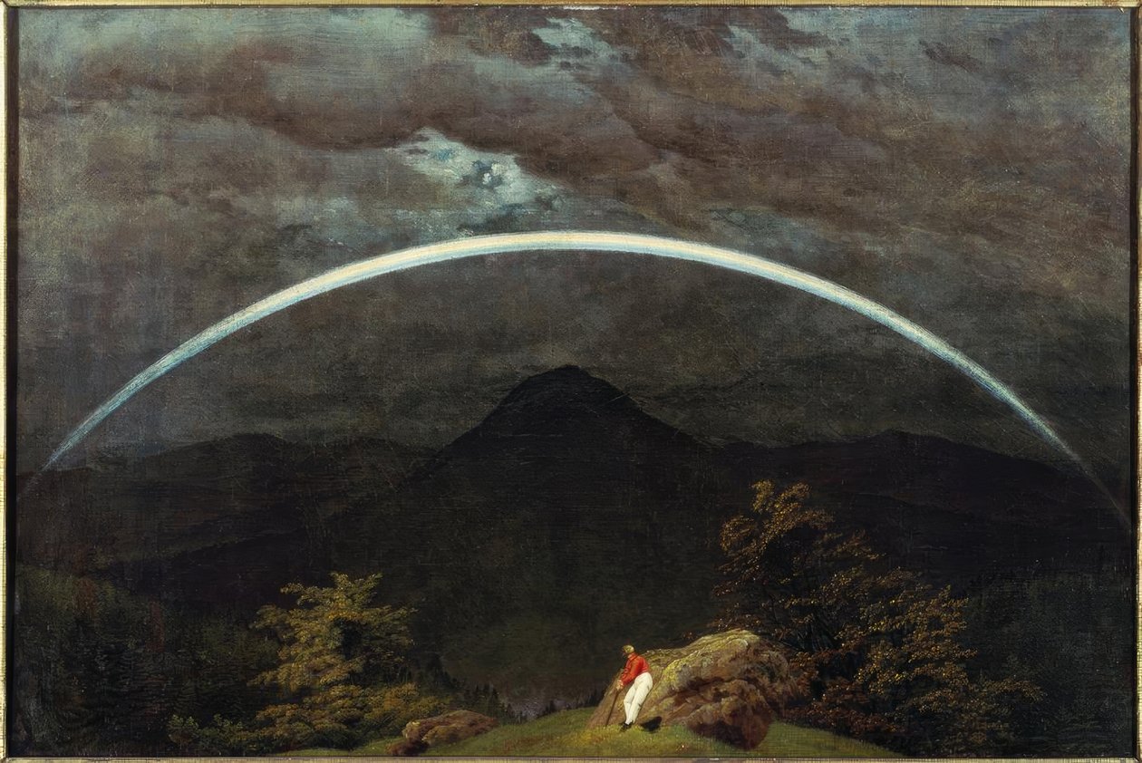 Berglandschap met regenboog door Caspar David Friedrich