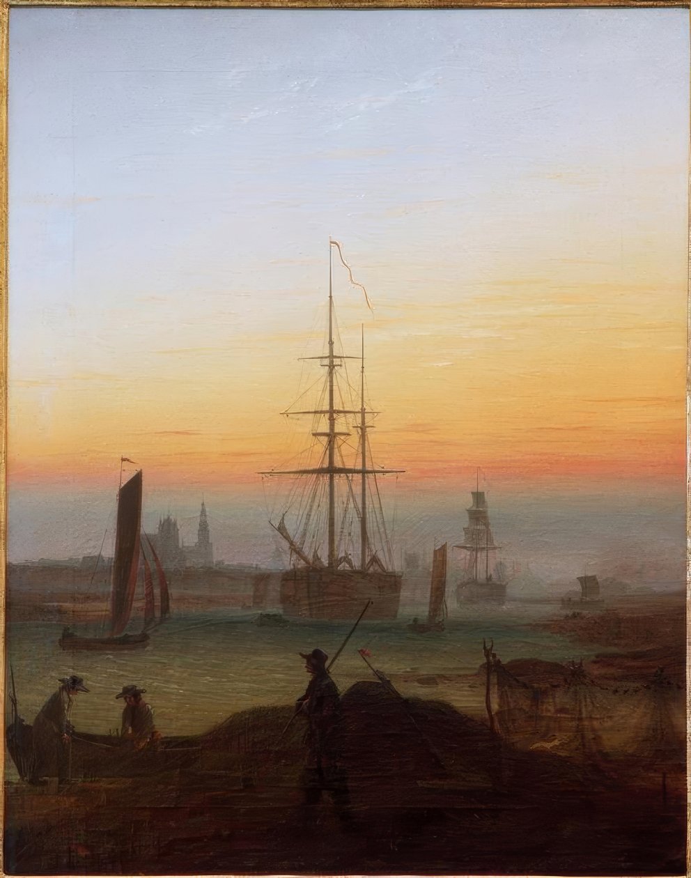 Haven van Greifswald door Caspar David Friedrich