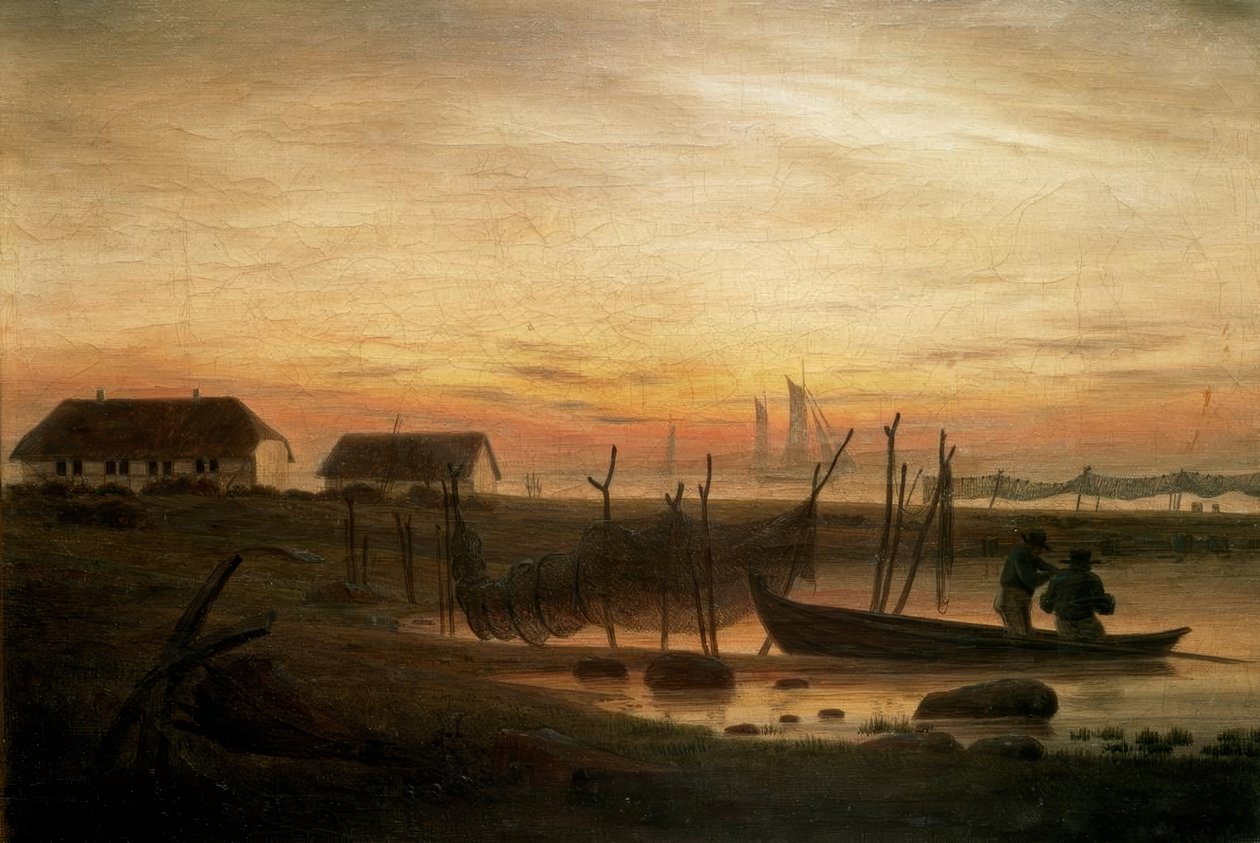 Kustlandschap in avondlicht door Caspar David Friedrich