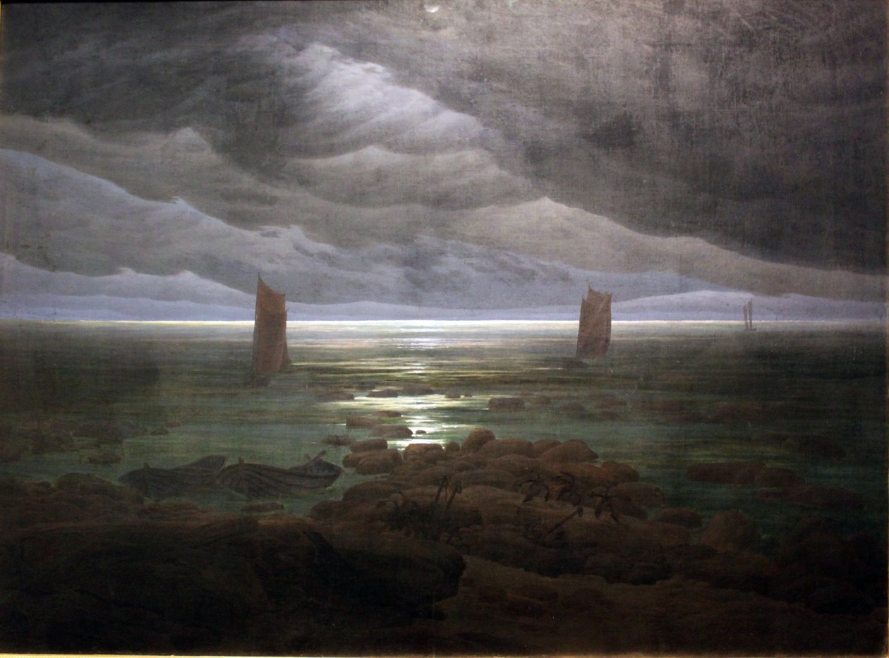 Zee kust bij maanlicht door Caspar David Friedrich