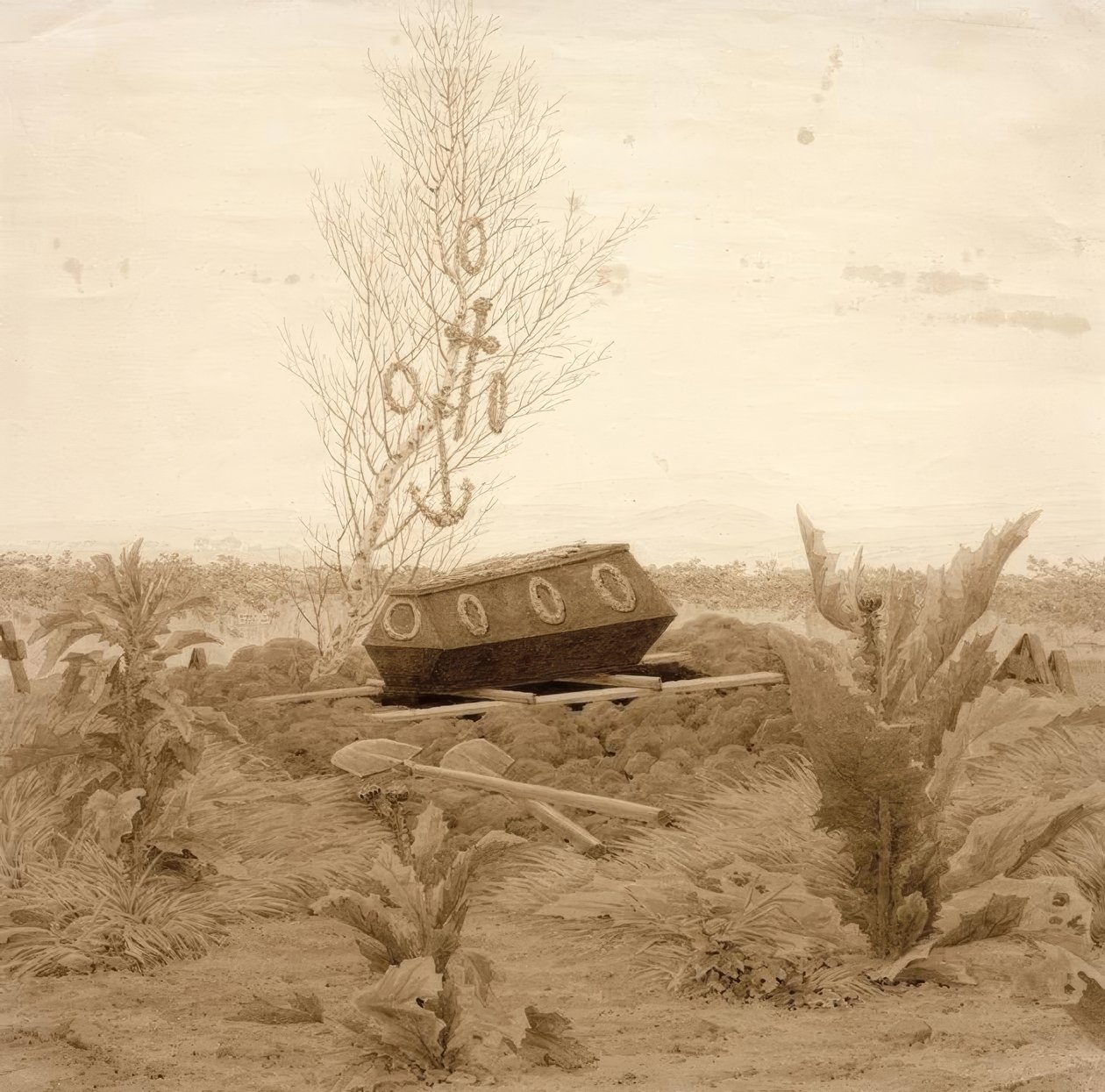 Kist op een vers graf door Caspar David Friedrich