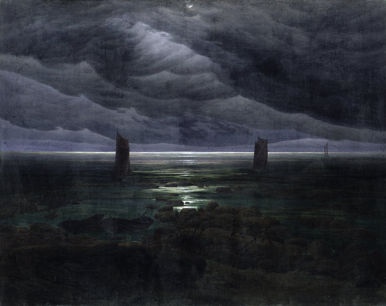 Zee kust bij maanlicht door Caspar David Friedrich