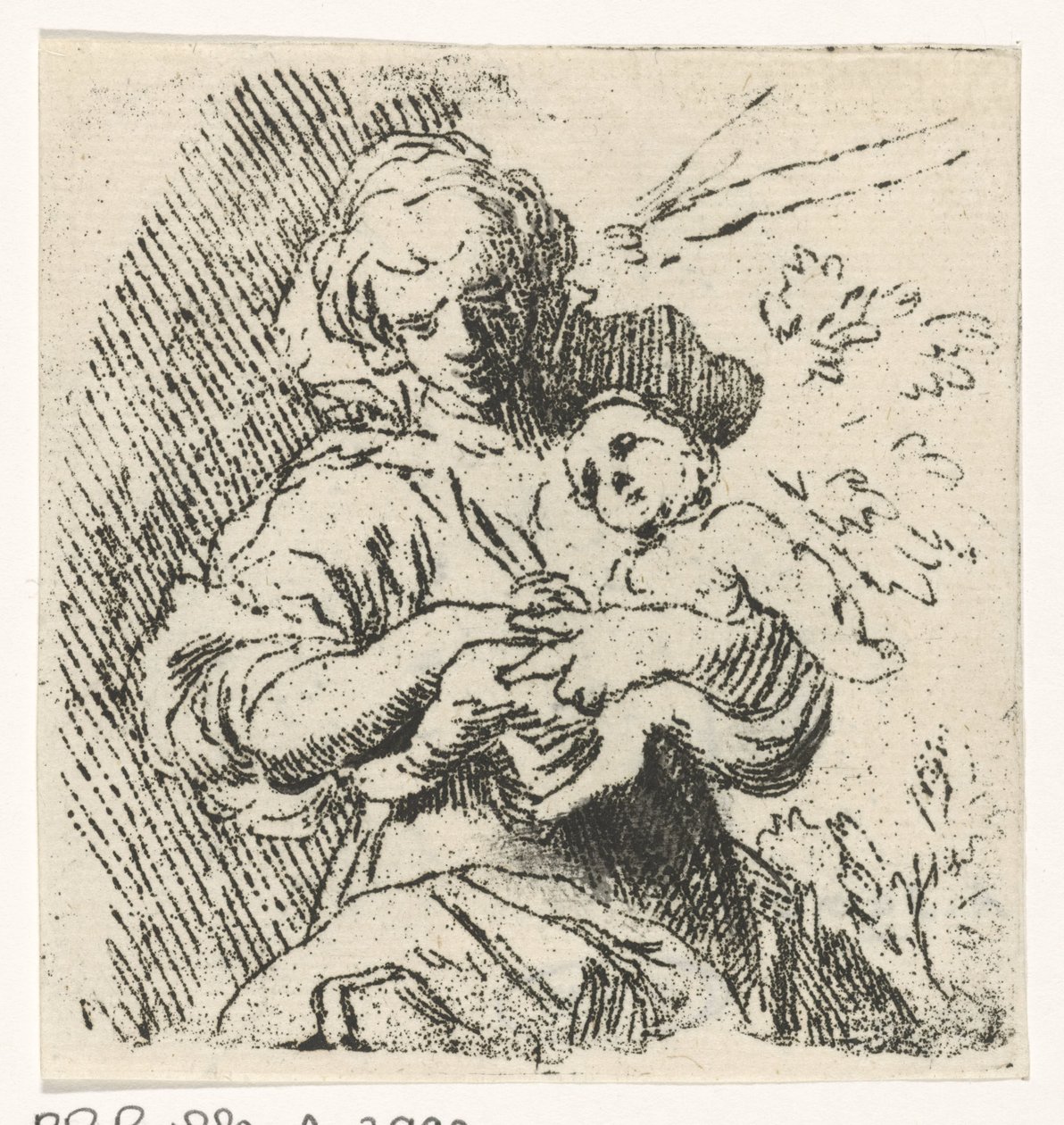 Vrouw met kind in de armen door Caspar Jacobsz. Philips