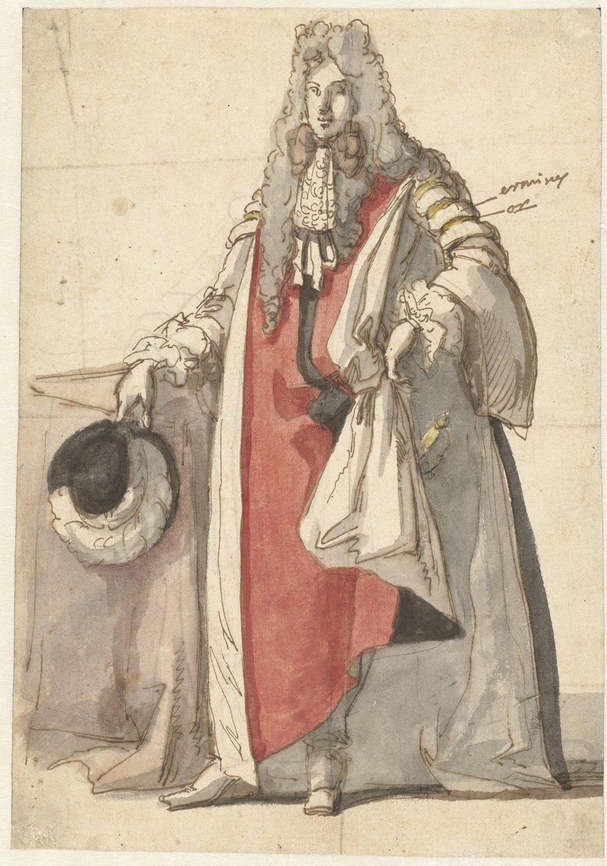 Portret van Willem III, in staatsiekleed door Caspar Netscher
