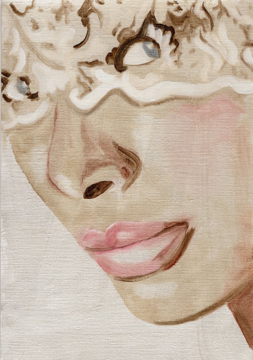 Lace Face, 2019 (olieverf en acryl op papier) door Cathy Lomax