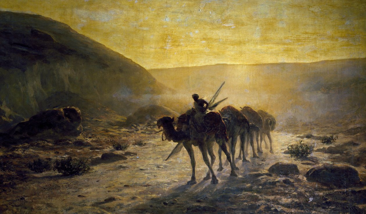 In de woestijn, schilderij door Cesare Biseo door Cesare Biseo