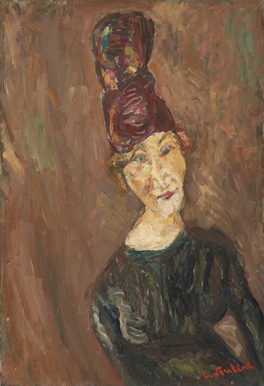 De vrouw met de grote hoed, ca. 1919 door Chaim Soutine