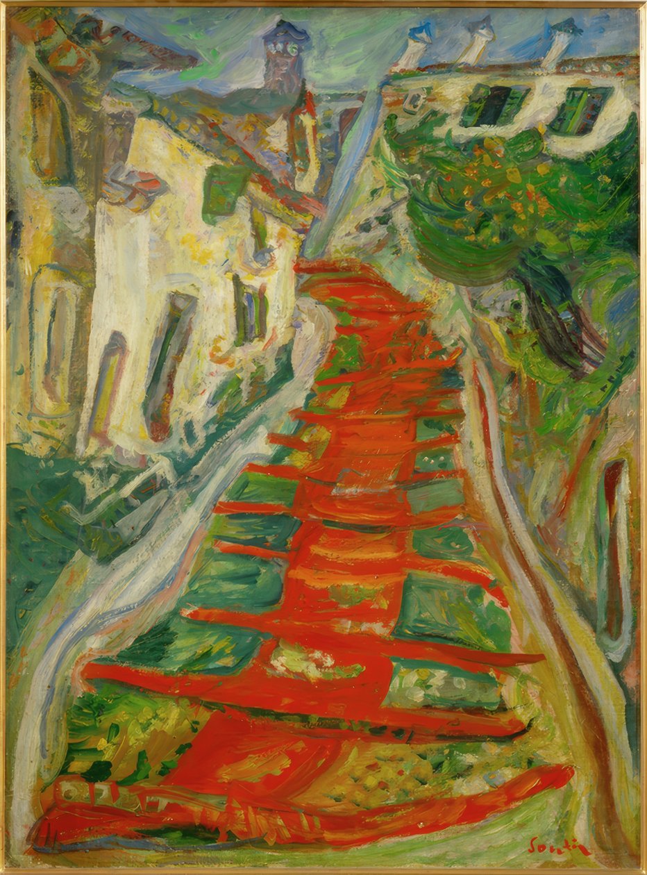 Rode trappen in Cagnes door Chaim Soutine