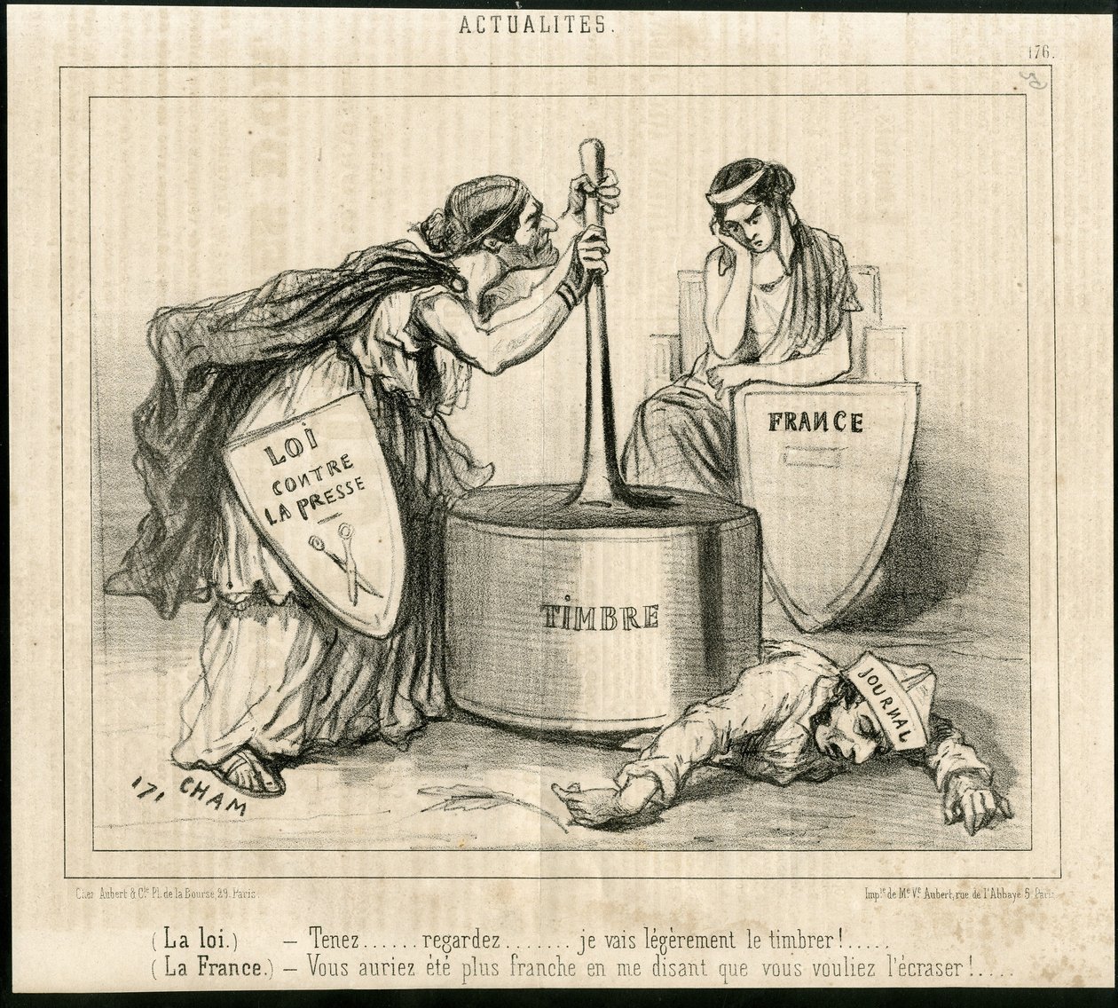 Illustratie van Cham (1819-1879) in Le Charivari door Amédée de Noé