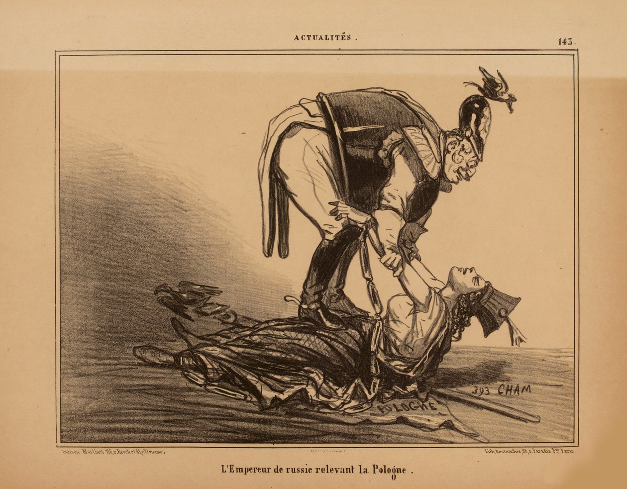 De keizer van Rusland helpt Polen, 1855 door Cham