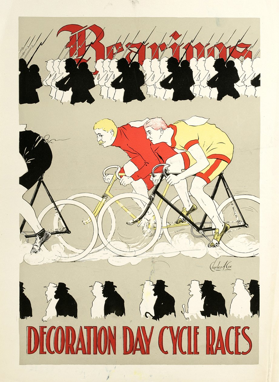Lagers, Decoration Day Cycle Races. Poster, ca. 1890s door Charles A. Cox