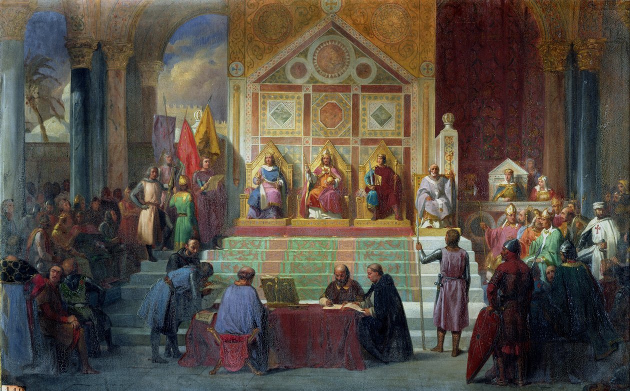 Vergadering van Kruisvaarders in Ptolemais in 1148 door Charles Alexandre Debacq