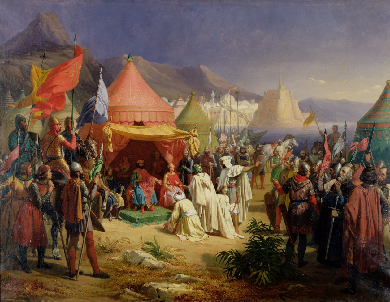 De inname van Tripoli, april 1102, 1842 door Charles Alexandre Debacq