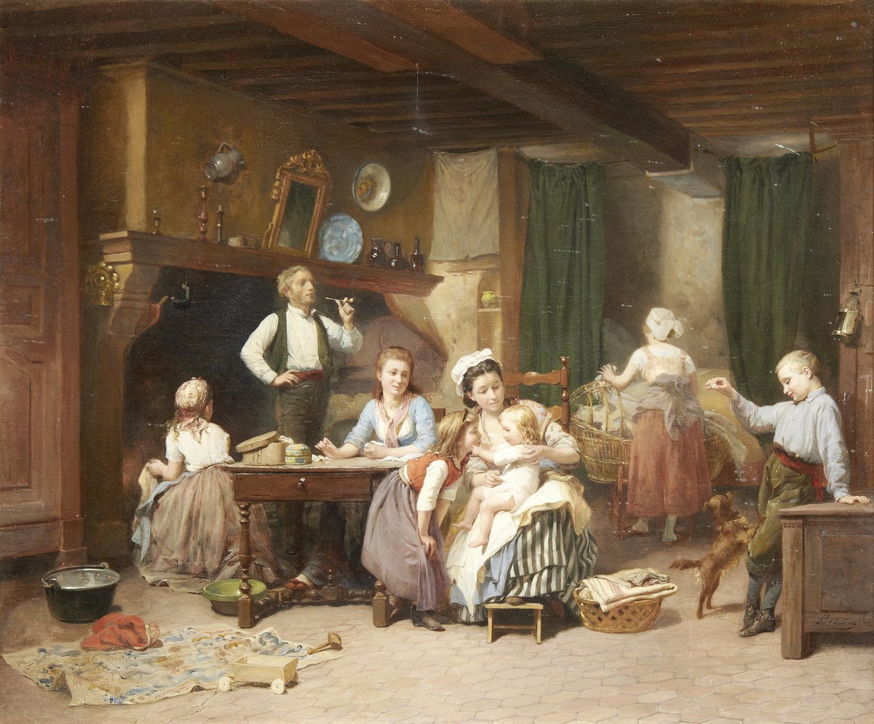 Familietijd door Charles Auguste Romain Lobbedez