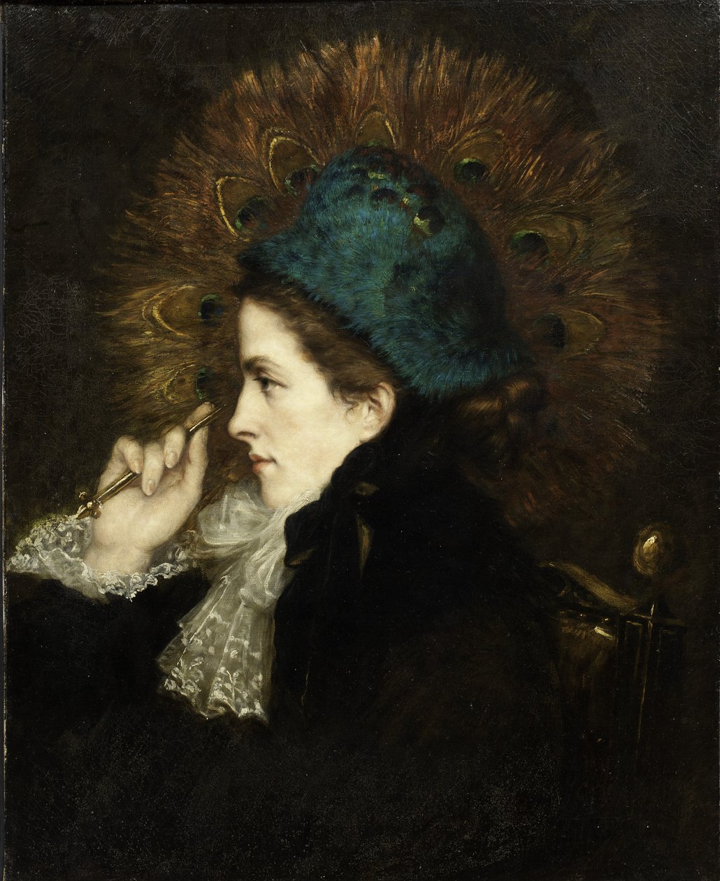 Dame met Pauwenwaaier door Charles C. Burleigh