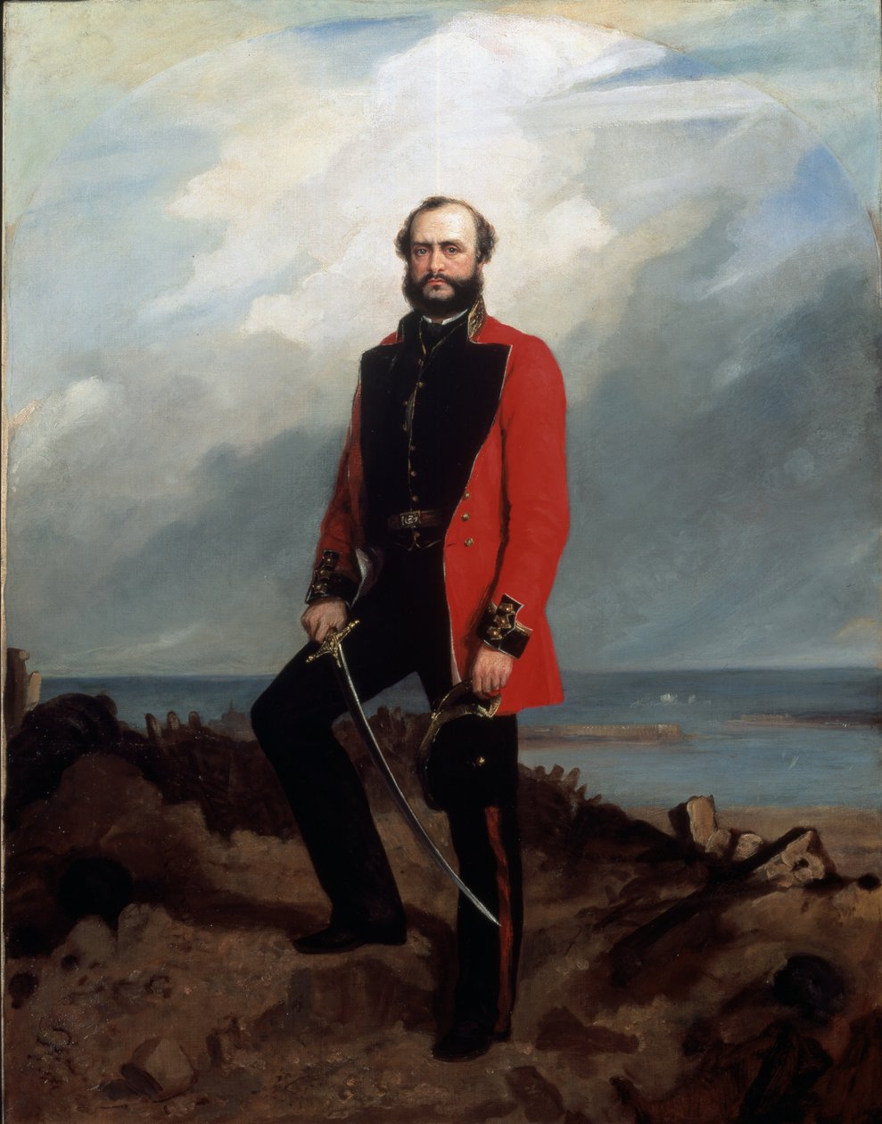 Generaal-majoor Charles Ashe Windham (1810-70) Coldstream Guards, staand voor de Redan, Sebastopol, 1855 door Charles Couzens