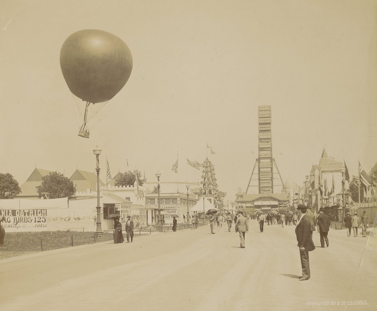 Gevangen Ballon en Reuzenrad, Wereldtentoonstelling, Chicago door Charles Dudley Arnold