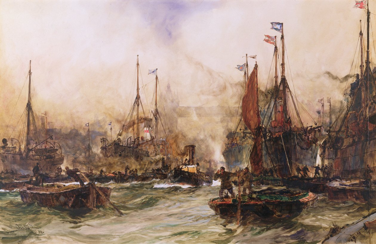 De Theems bij Tower Bridge door Charles Edward Dixon