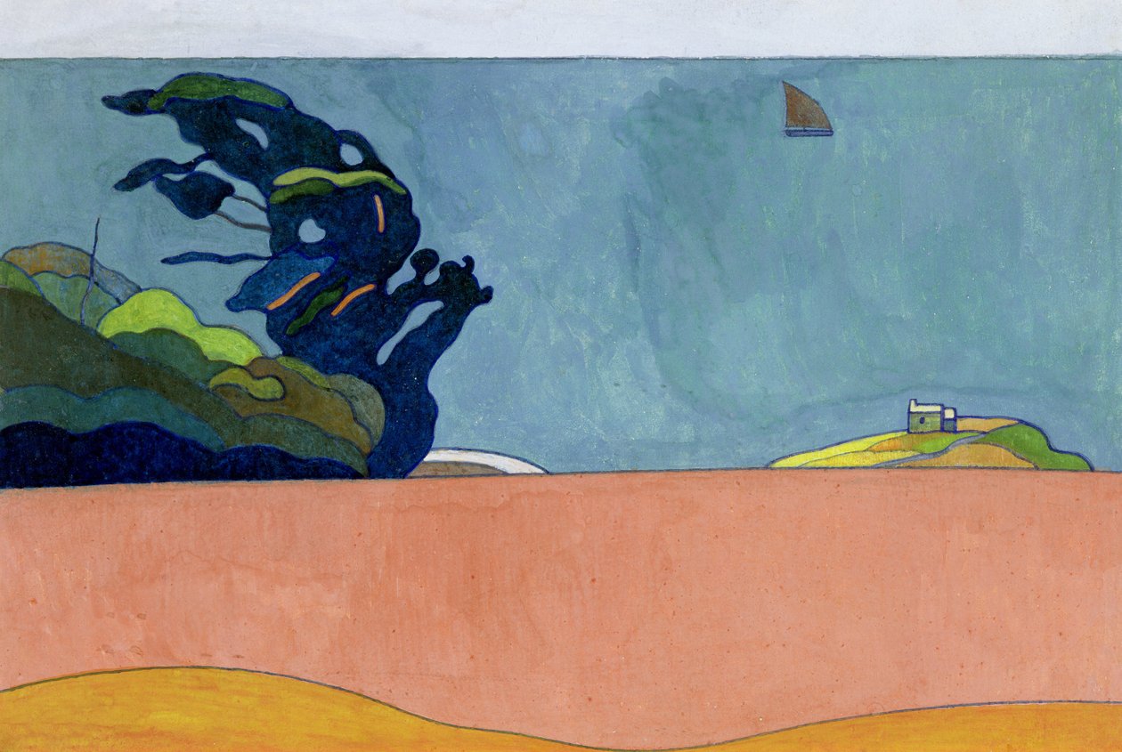 Pouldu landschap, ca. 1892 door Charles Filiger