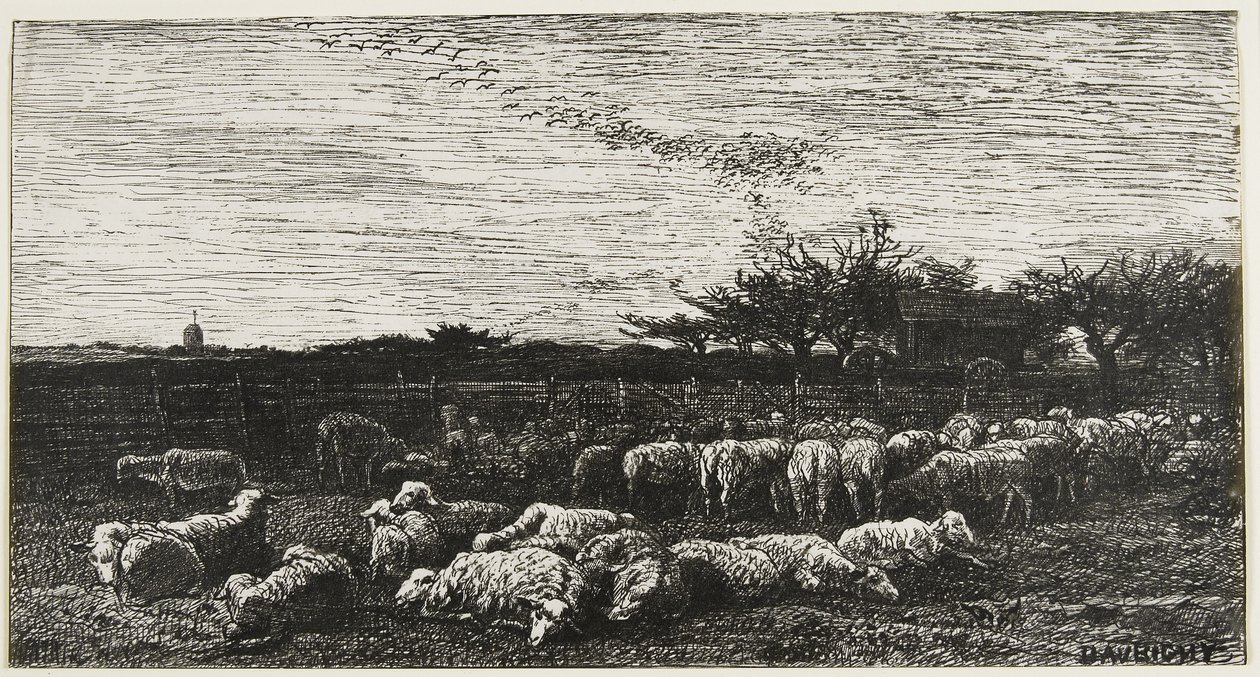 Le Grand Parc a Moutons, 1862 door Charles Francois Daubigny