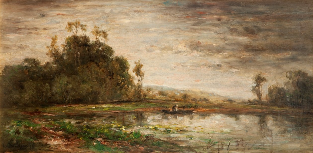Rivierscène bij zonsondergang, 1875 door Charles Francois Daubigny