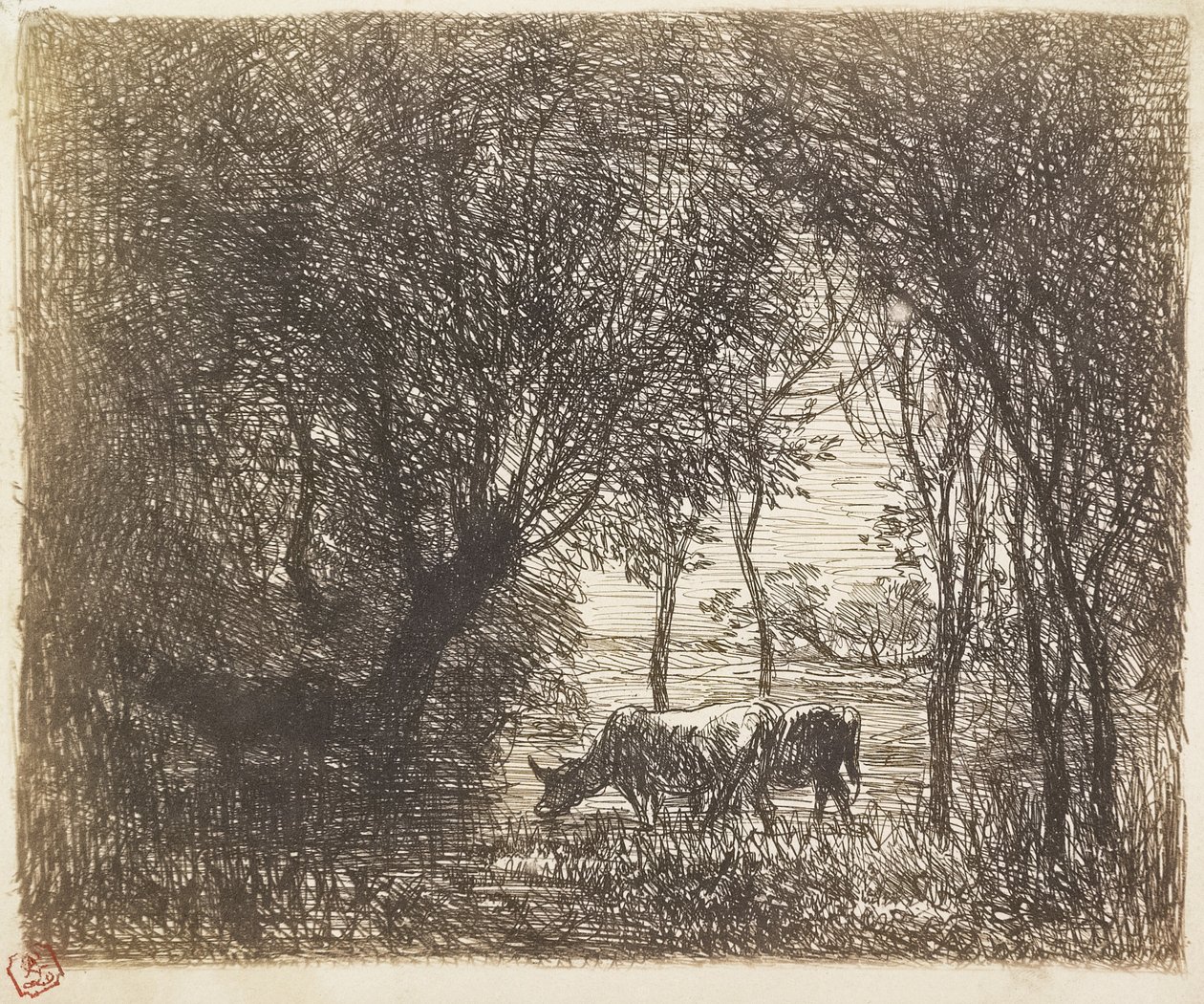 Koeien onder bomen, 1862 door Charles Francois Daubigny