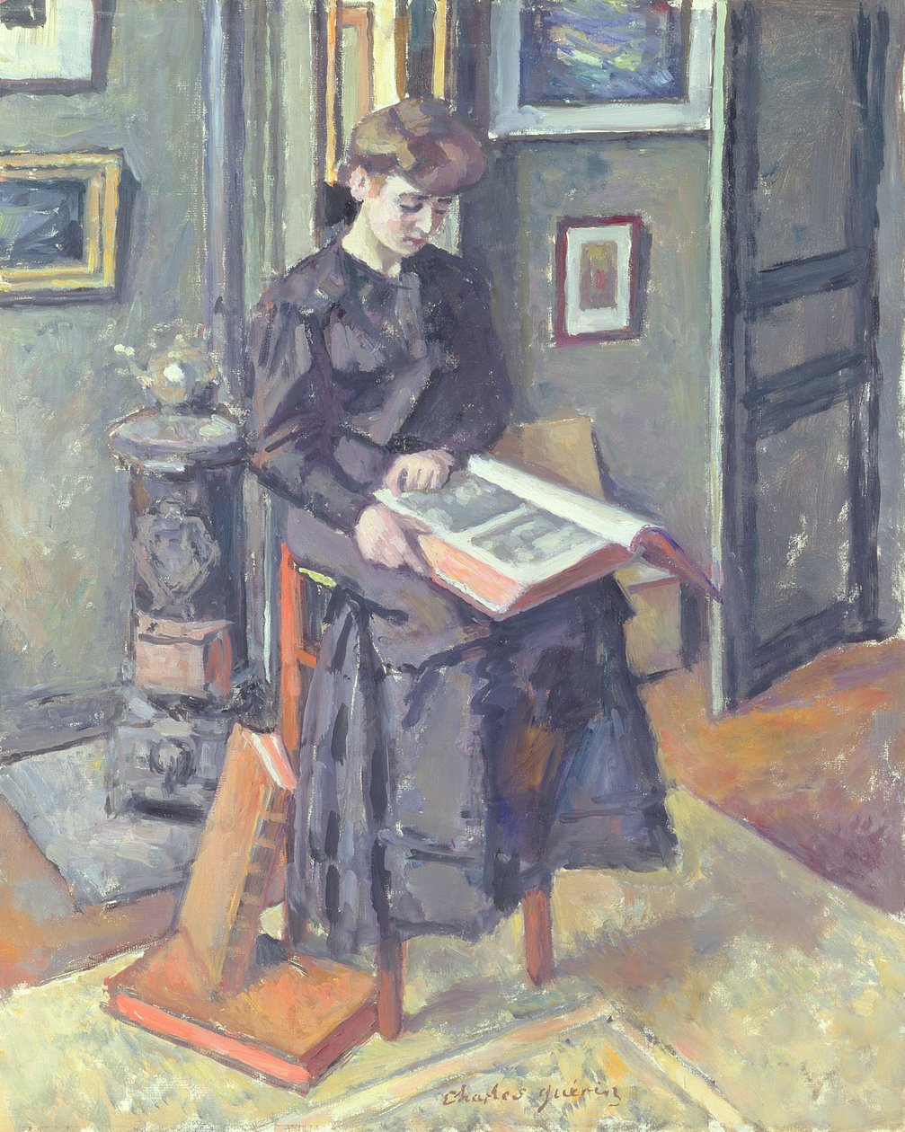 Meisje dat een Boek Leest, 1906 door Charles Guerin