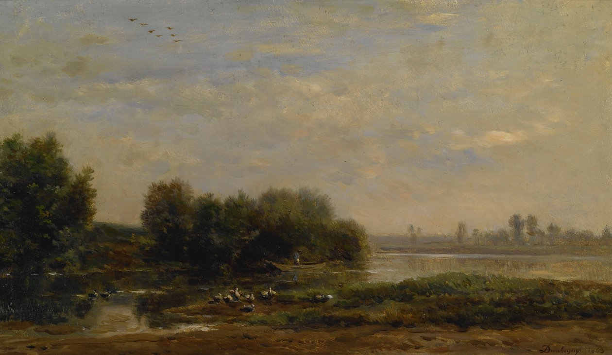 Op de Oise door Charles Francois Daubigny