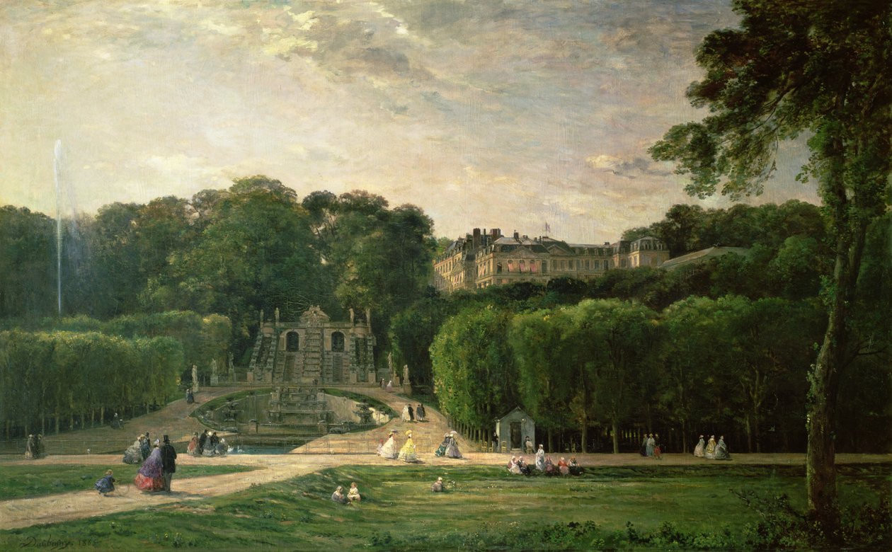 Het park in St. Cloud, 1865 door Charles Francois Daubigny