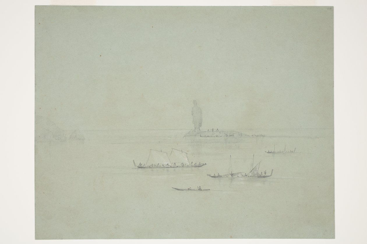 Standbeeld Rots Manaia, Thames door Charles Heaphy