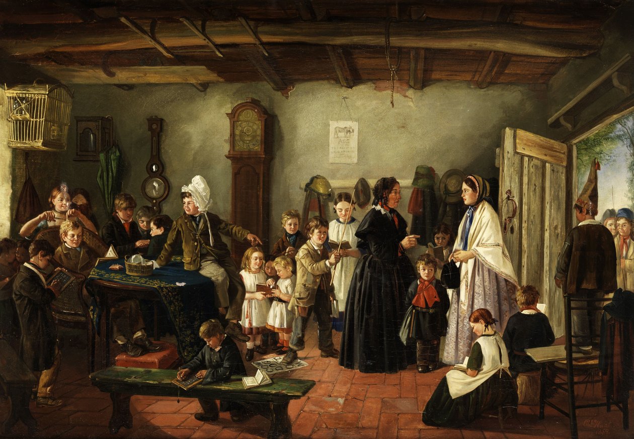 Het bezoek in het klaslokaal door Charles Hunt
