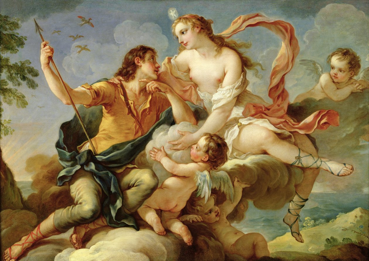 Venus en Adonis door Charles Joseph Natoire