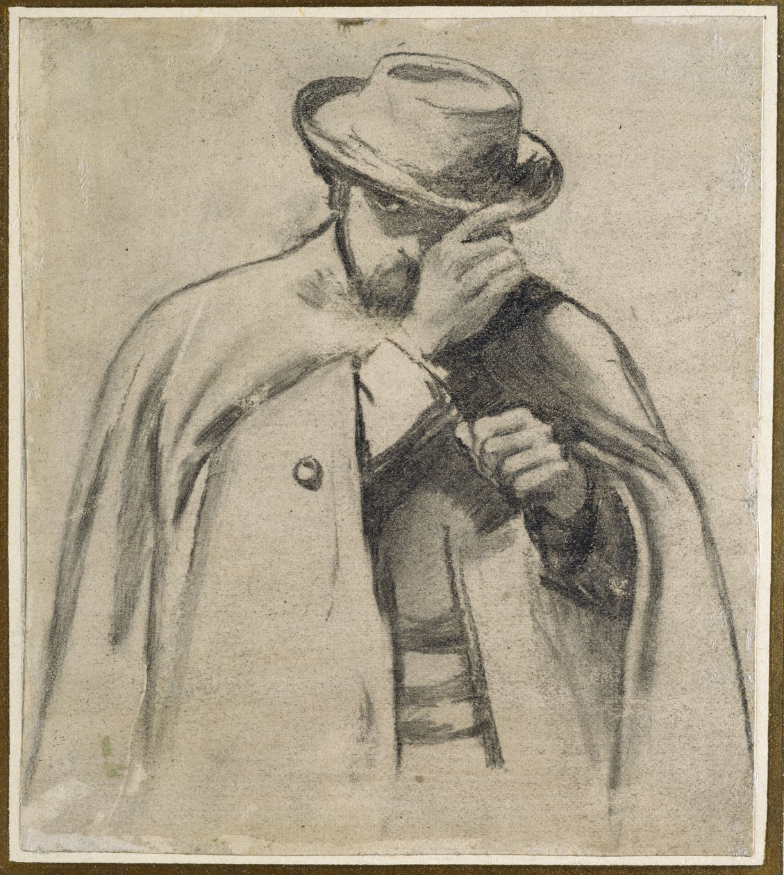 Dante Gabriel Rossetti (houtskool op grijs papier) door Charles Keene