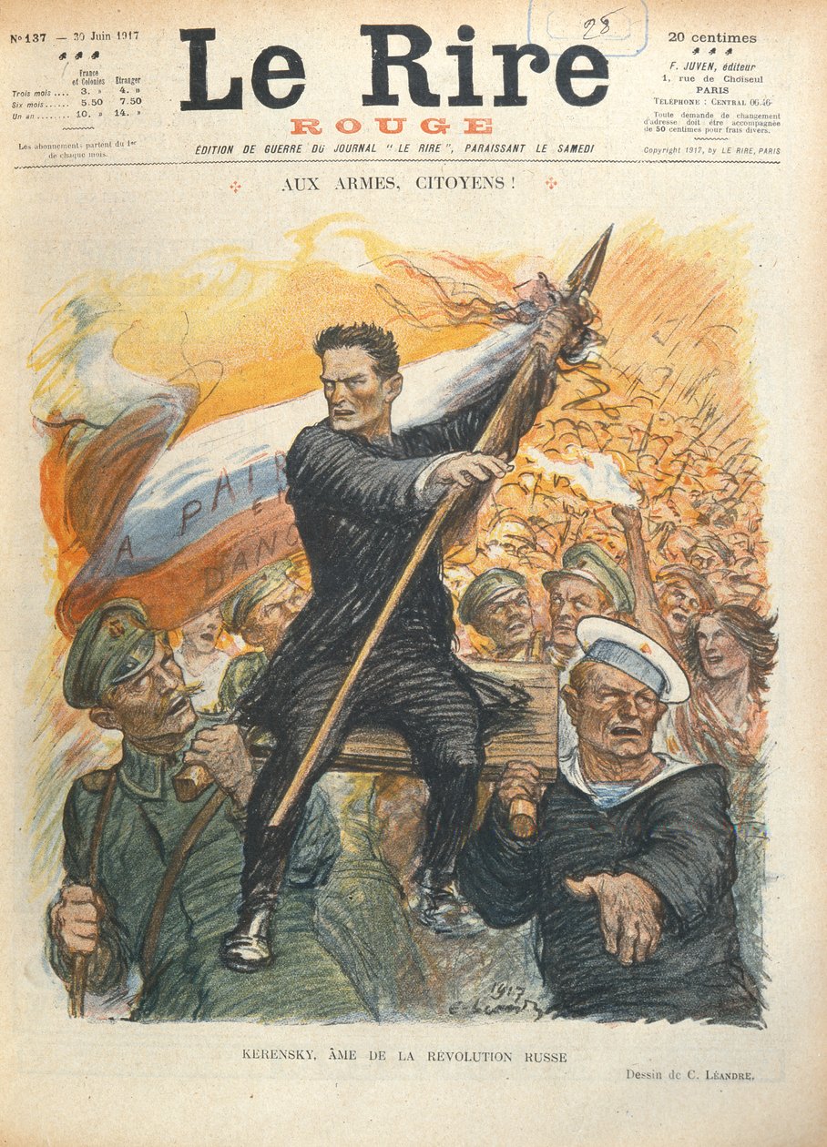 Karikatuur van Alexander Kerensky (1881-1970), omslag van het Franse tijdschrift 