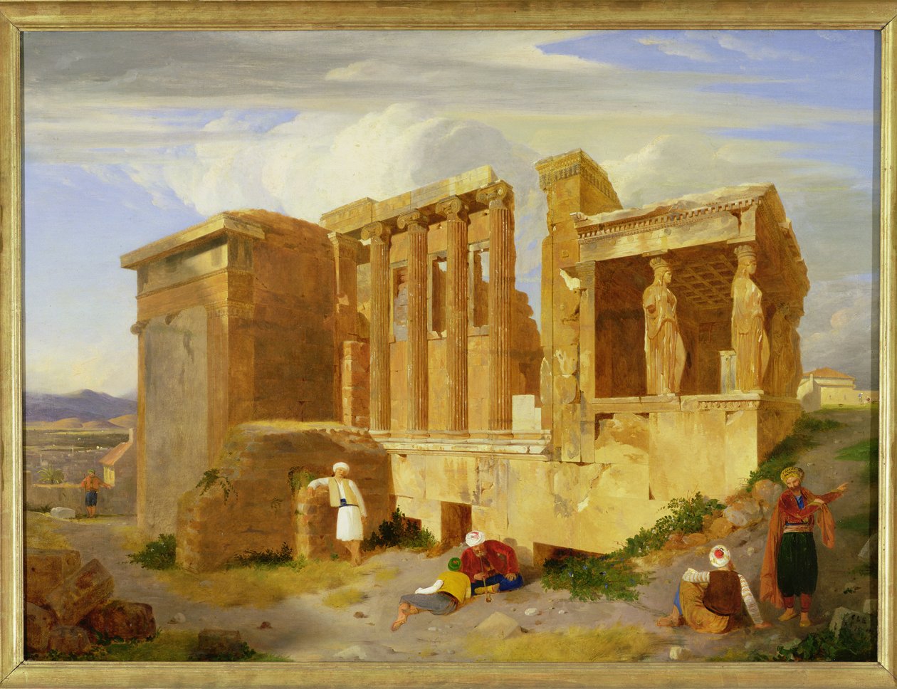 Het Erechtheion, Athene, met figuren op de voorgrond, 1821 door Charles Lock Eastlake