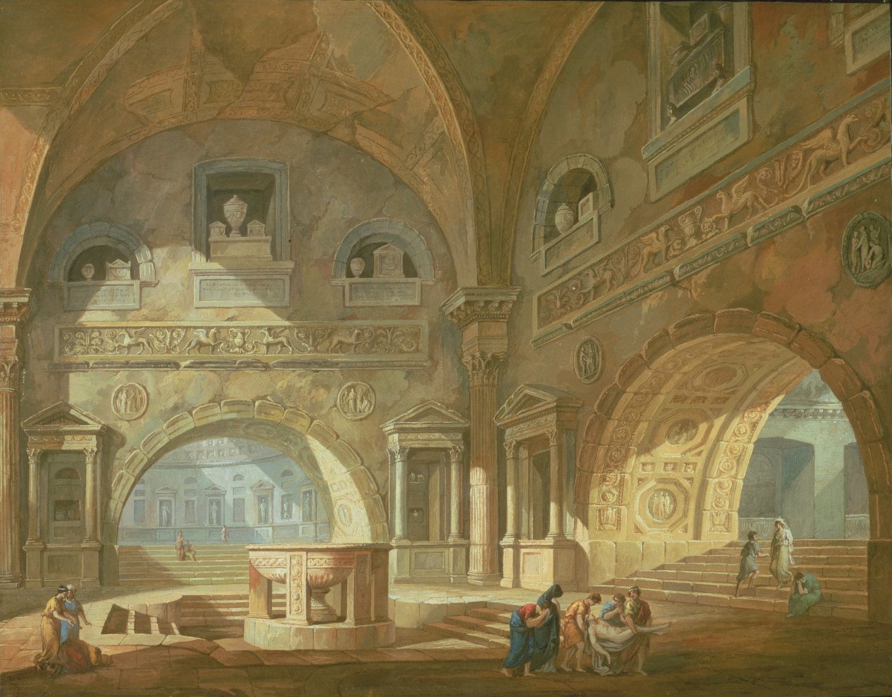 Interieur van een mausoleum, 1772 door Charles Louis Clerisseau