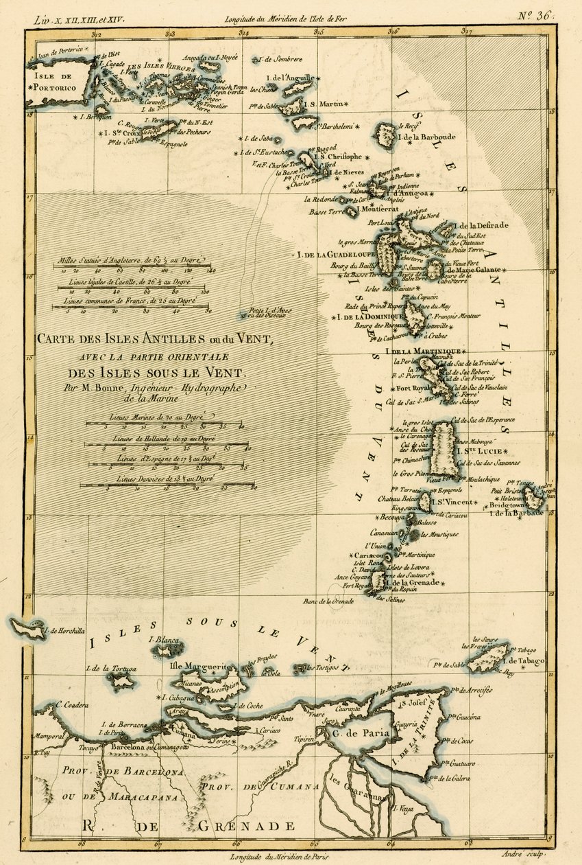 De Kleine Antillen of de Bovenwindse Eilanden, met het oostelijke deel van de Benedenwindse Eilanden, uit 