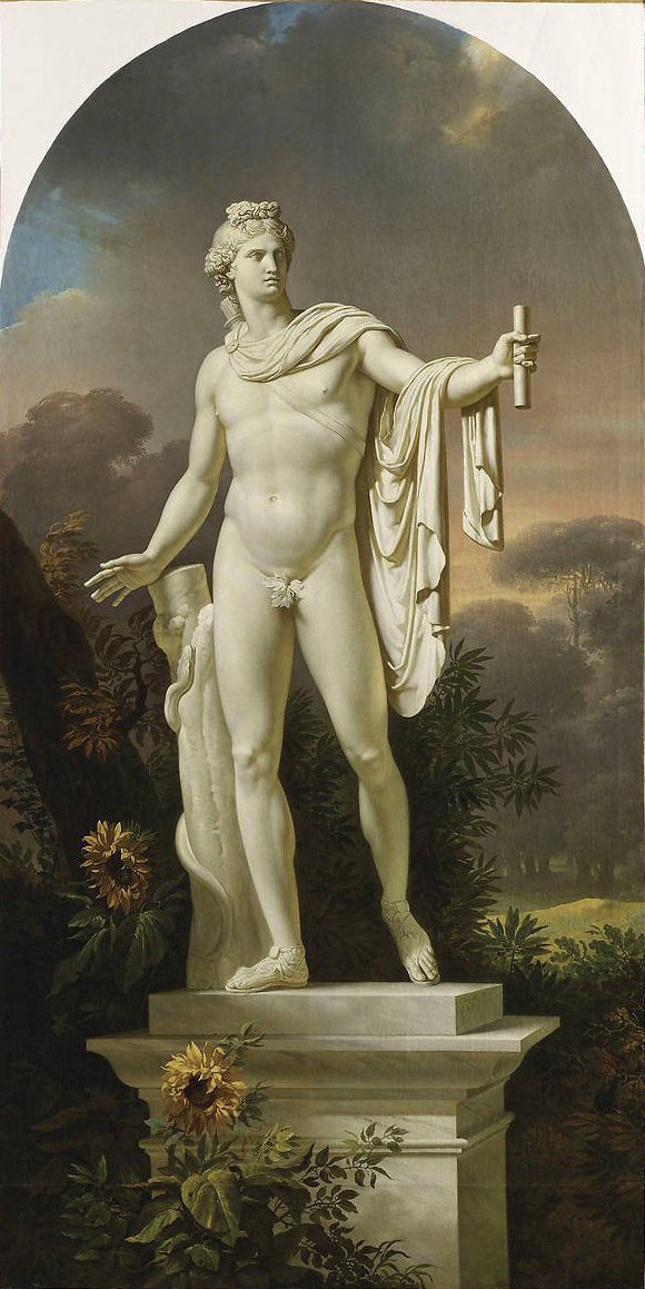 Apollo Belvedere in een landschap door Charles Meynier