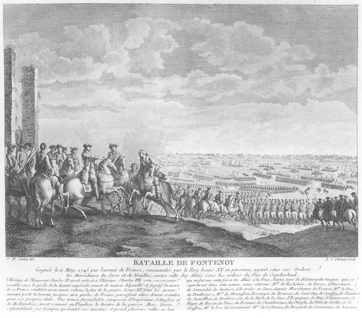 De slag bij Fontenoy, 11 mei 1745, 1828 door Charles Nicolas II Cochin