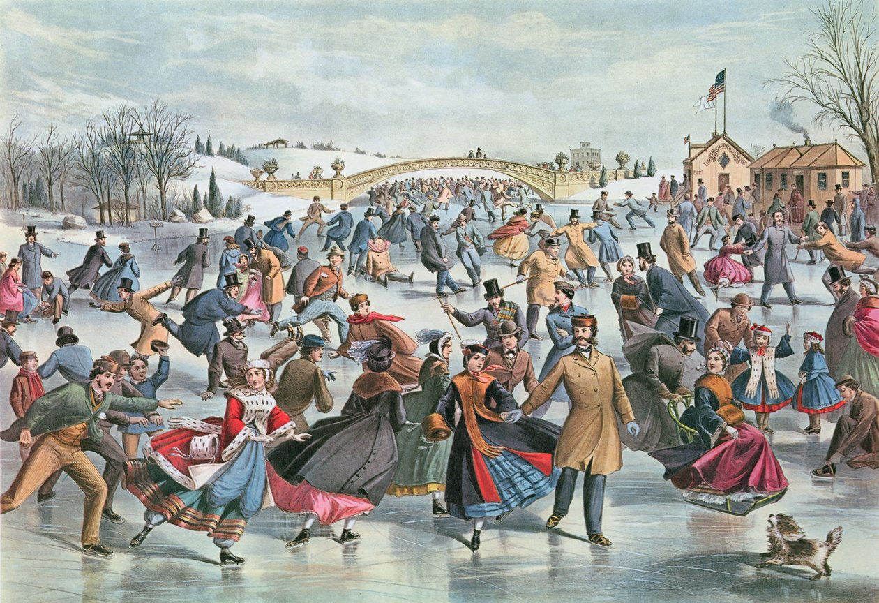 Winter op de schaatsvijver in Central Park, 1862 door Charles Parsons