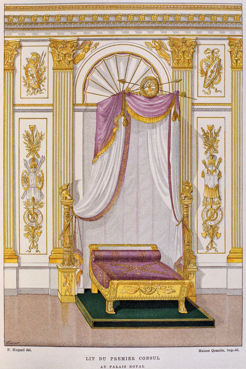 Bed van Napoleon I Bonaparte (1769-1821) Eerste Consul in het Palais Royal, illustratie uit het 
