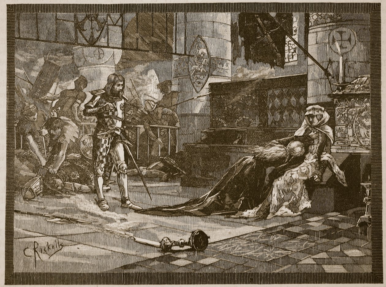 Gevangenneming van de vrouw en dochter van Bruce in Tain, 1306, illustratie uit 
